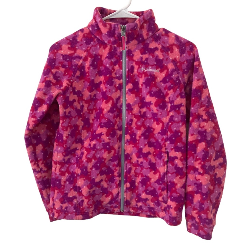 Columbia Pink & Purple Fleece Jacket Size L (14/16) EUC!